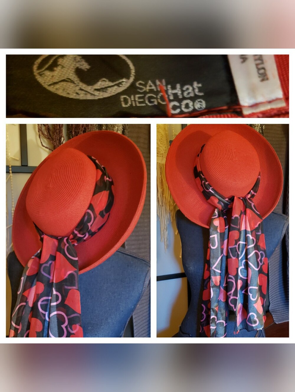 Red Wide Brim Sun Hat